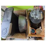 Kurig, Mr coffee, shots glasses and mixing bowls.