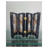 lot contains a Chinese carved cork folding table screen.