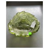 Green leaf glass bowl.