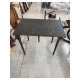 Folding table, folding step stool, and table frame