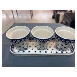 Small ceramic pots with matching tray