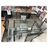 Glass-top table and 4 padded chairs