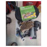 lot contains a plastic tub with 2 2pack of flat soaker hose and several hose connectors