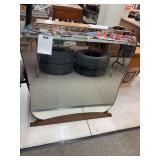 Vintage mirror on wood frame, 36” x 33 1/2”
