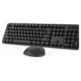 KOOTOP Wireless Keyboard & Mouse, 2.4G Retro Black