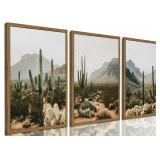 Framed Desert Landscape Art Set   Southwestern Cactus