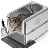 Enclosed Stainless Steel Cat Litter Box with Lid, XL