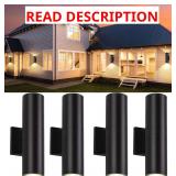 2-Pack 14' Outdoor Wall Lights, 14W Matte Black Porches
