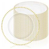 fani 24 Pack Clear Charger Plates 13' Beaded Rim (Gold)
