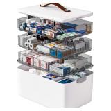 Funest 4-Tier Medicine Storage Box, White