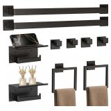10-Piece 23.6' Matte Black Bath Hardware Set with Shelf