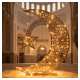 $113 31x23' LED Crescent Moon Star Light, Battery.