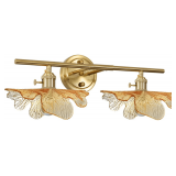 Vintage Gold Sconce 2-Light Amber Glass Vanity