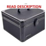 Vaultz Safe Box 10x10x6.5' Lock, Mesh Pocket - Black