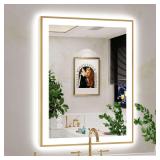 $160 Gold Framed 28x36 LED Bathroom Mirror with Lights