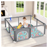 Dripex Baby Playpen 47'x47' with Mesh, Grey