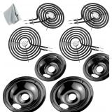 WB31M20/19 & WB30M1/2 Burners, 4 Drip Pans & 4 Elements