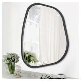 Black Asymmetrical Wall Mirror 20'x16' Modern Wood Frame