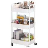 Sywhitta 3-Tier Plastic Rolling Utility Cart, White