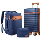 UKEIN 3-Piece Luggage Set: 20' Spinner, TSA Lock, Blue