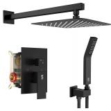 $102 SR SUN RISE Black Square Shower Head & Handle Set