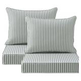 $120 Outdoor Chair Cushions Set, 24x24' (2) Black/White