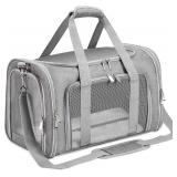 Soft-Sided Pet Carrier, Collapsible, 16 lb, TSA Gray