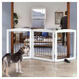 ZJSF Freestanding Dog Fence Gate, 3 Panels, White