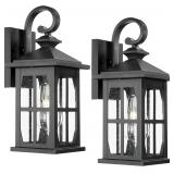 Darkway Outdoor Wall Light   Seeded Glass Sconce, Black