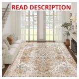 $190 jinchan Kelda Rug 9x12, Washable, Non-Slip, Brick Red