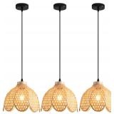 $105 Boho Pendant Light 9.8' Bamboo Rattan 3-Pack
