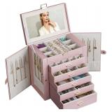 BOOVO 6-Layer Jewelry Box with Mirror (Rose Gold)