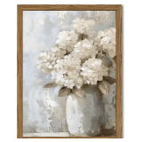Framed Vintage Canvas Wall Art: White Hydrangea 16x24