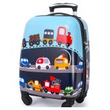 Kids Carry-On Luggage Rolling Suitcase 4 Wheels (Car)