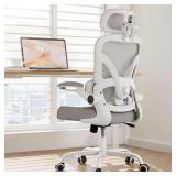 $120 Ergonomic Office Chair: 3-Level Lumbar, White/Gray
