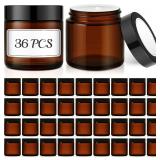 Bumobum 4 oz Amber Glass Jars with Lids, 36 Pack