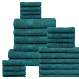 Hillfair 100% Cotton Towels Set, 24pc, Teal (600GSM)
