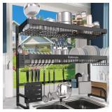 $106 Over The Sink Dish Rack, 3-Tier Stainless Steel, Black