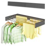 Wall Mounted Drying Rack 40' Foldable, 6 Rods, Black