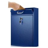 Locking Outdoor Mailbox with Key 16.2x11.2x4.7 in Blue