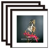 16x16 Black Frame with Mat 12x12 Solid Wood (3 pack)