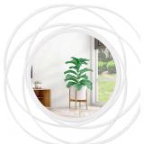 White Art Circle Wall Mirror with Iron Wire 20x20