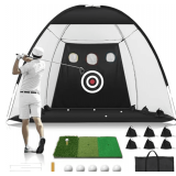 Golf Net 10x7ft Practice Net with Tri-Turf Mat