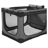 Collapsible Soft Dog Crate 50 lbs, Portable w/ Mat, Grey