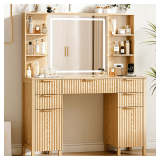 $230 Vanity Desk with 27.2' Mirror, 5-Drawer Vanity, Shelves