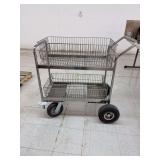 Rolling cart with two wire baskets