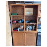 Solid Oak Wood Display Cabinet / Bookcase with Adjustable Shelves & Lower Storage 48’x82’x14’