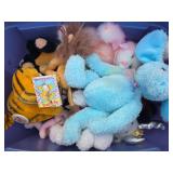 Tote of Stuffed animals and beanie babys.