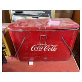 Vintage Drink Coca-Cola Red Metal Cooler with Swing Handles
