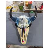 Hand-Painted Bison Skull with Horns – Western Wall Decor